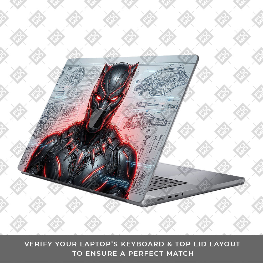Futuristic Black Panther MacBook Pro 14 M5 Pro/Max 2026 3D Laptop Skin