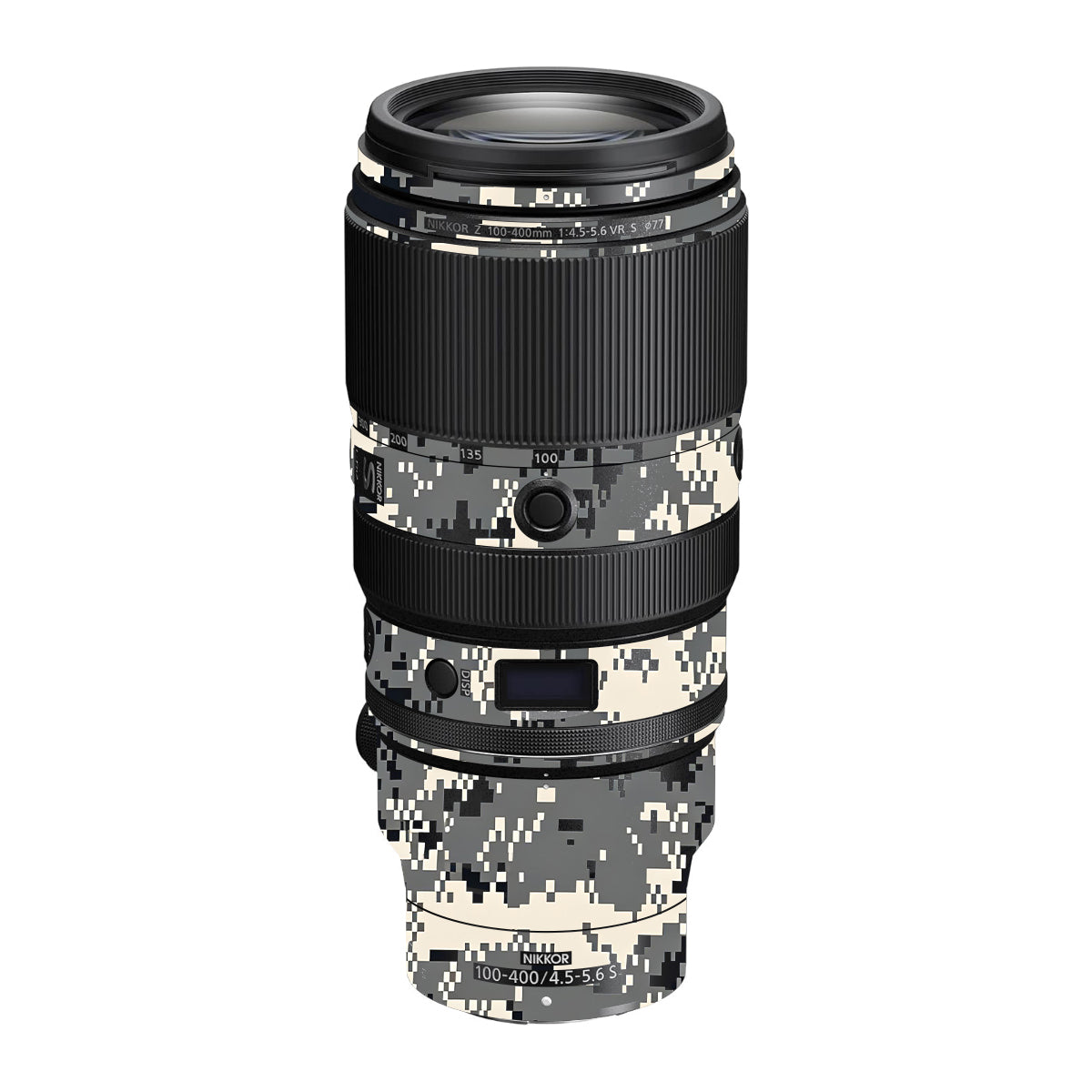 Grey Black Pixel Nikon Nikkor Z 100-400mm F/4.5-5.6 VR S Camera Lens Skin