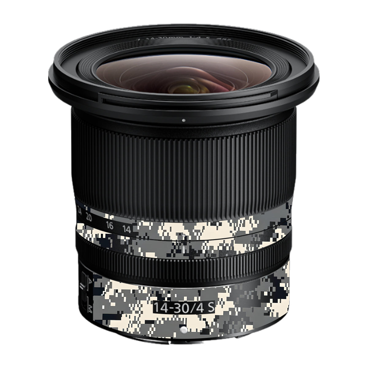 Grey Black Pixel Nikon Nikkor Z 14-30mm F/4 S Camera Lens Skin