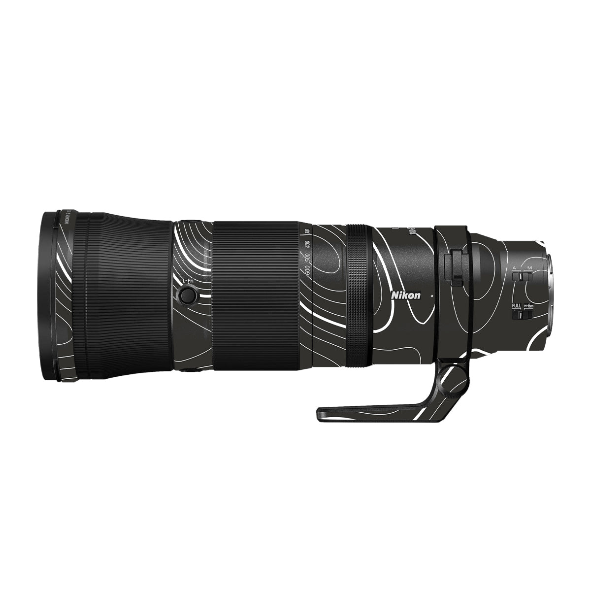 Grayscale Topographic Lines Nikon Nikkor Z 180-600mm F/5.6-6.3 VR Camera Lens Skin