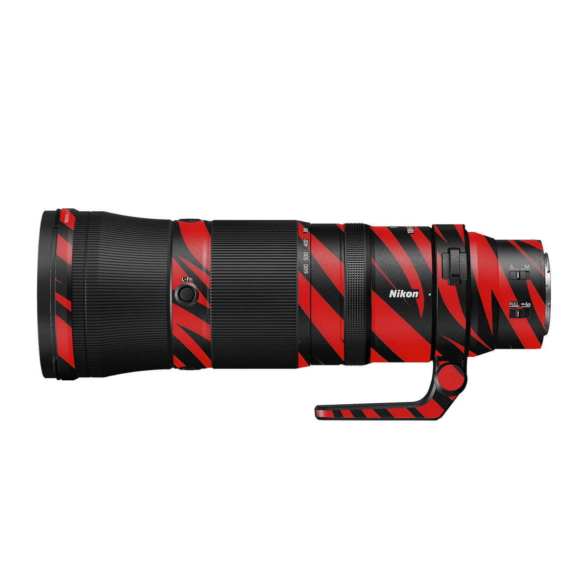 Red and Black Stripes Nikon Nikkor Z 180-600mm F/5.6-6.3 VR Camera Lens Skin