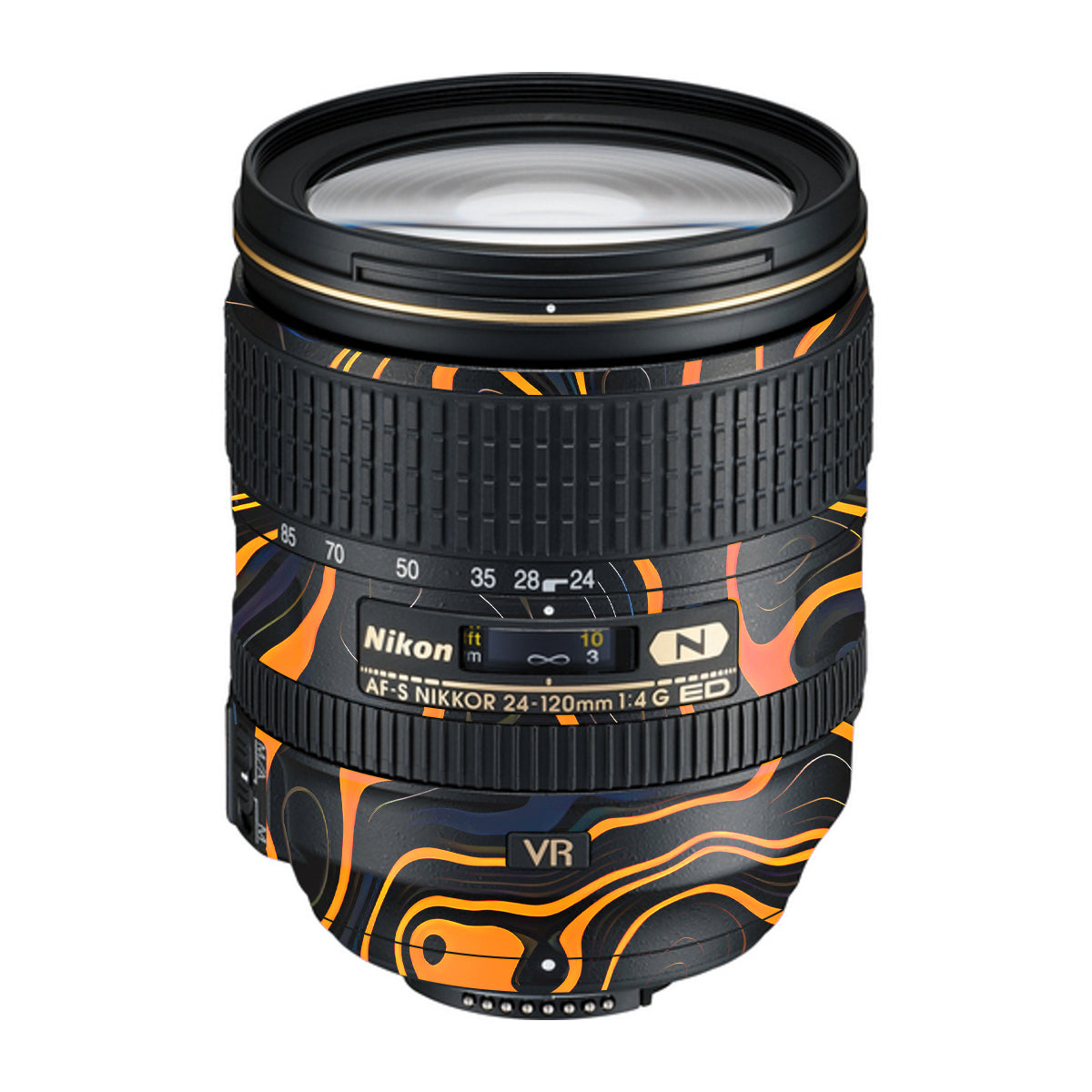 Amber Topographic Waves Nikon Nikkor AF-S 24-120mm F4 G ED VR Camera Lens Skin