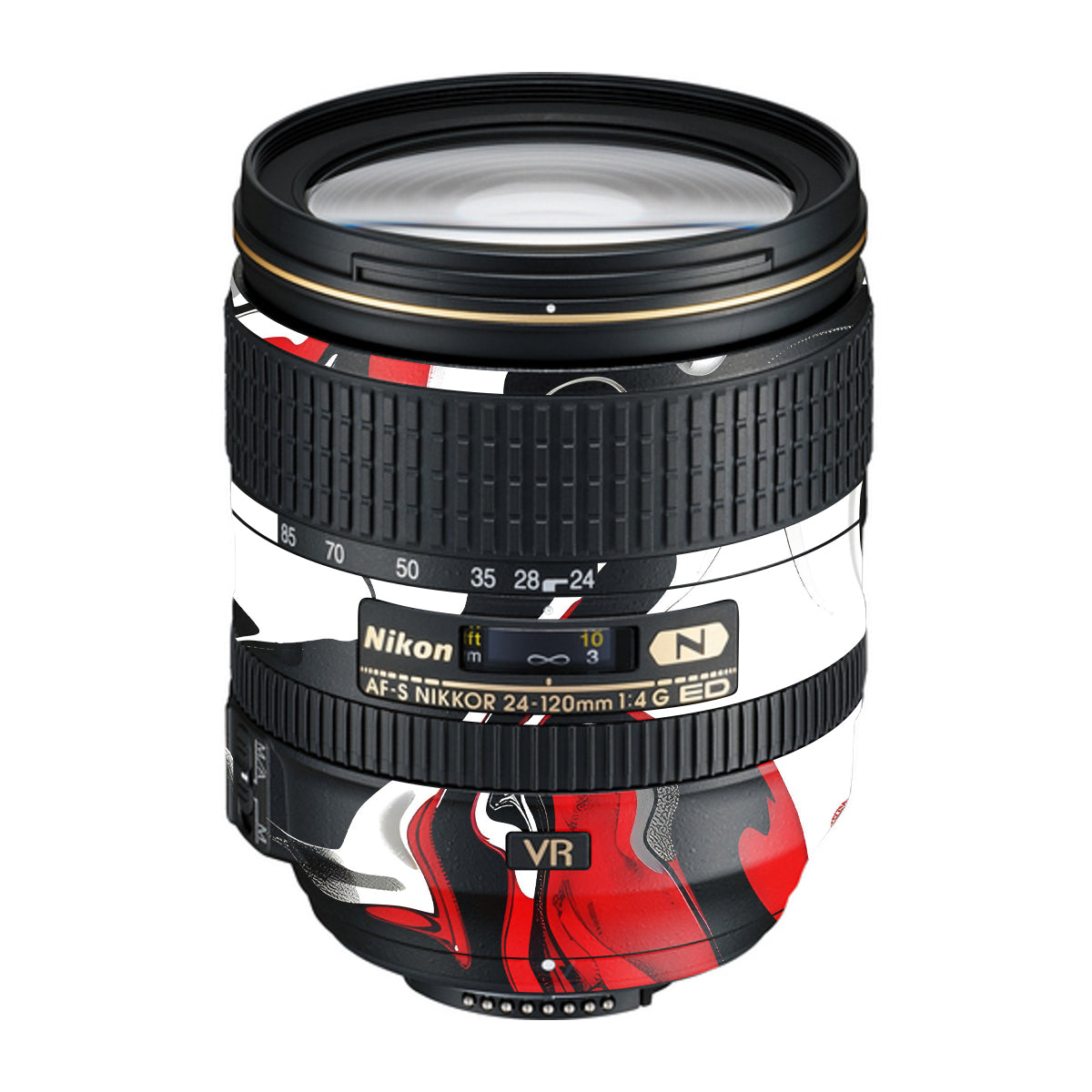 Scarlet and White Motion Nikon Nikkor AF-S 24-120mm F4 G ED VR Camera Lens Skin