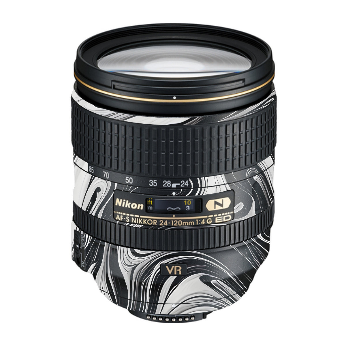 Black and White Marble Nikon Nikkor AF-S 24-120mm F4 G ED VR Camera Lens Skin