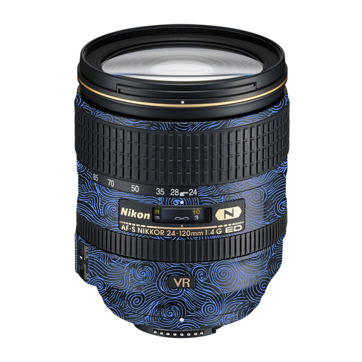 Blue Spirals Nikon Nikkor AF-S 24-120mm F4 G ED VR Camera Lens Skin