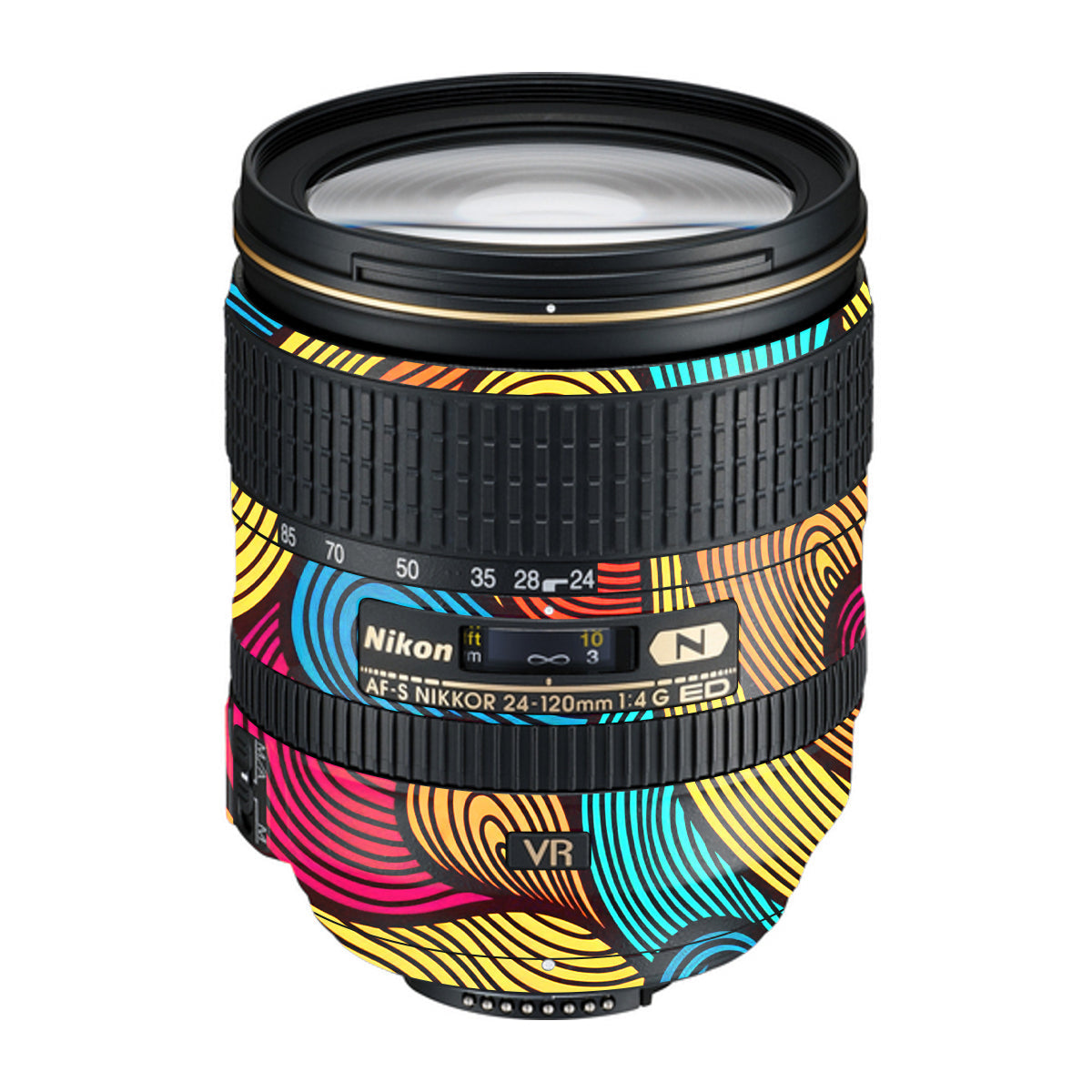 Retro Colorful Doodle Art Pattern Nikon Nikkor AF-S 24-120mm F4 G ED VR Camera Lens Skin