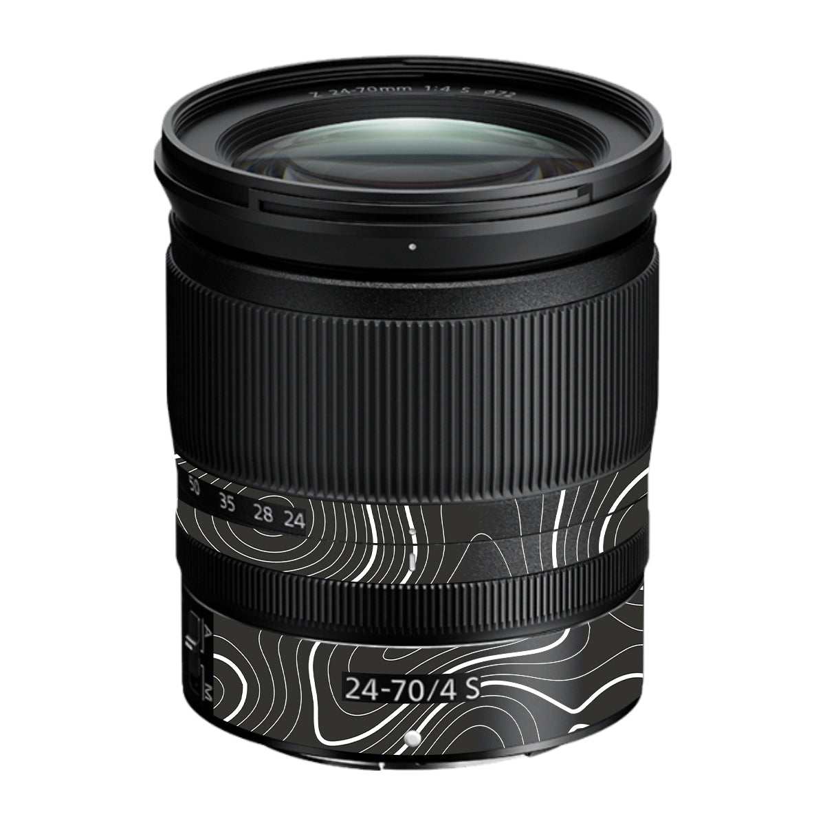 Grayscale Topographic Lines Nikon Nikkor Z 24-70mm F/4 S Camera Lens Skin