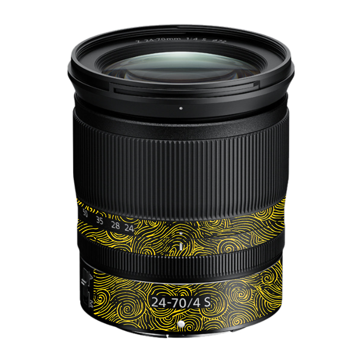 Yellow Spirals Nikon Nikkor Z 24-70mm F/4 S Camera Lens Skin