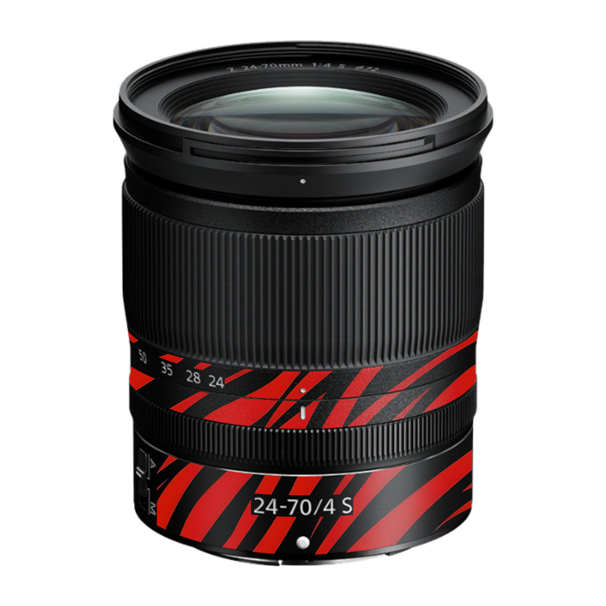 Red and Black Stripes Nikon Nikkor Z 24-70mm F/4 S Camera Lens Skin