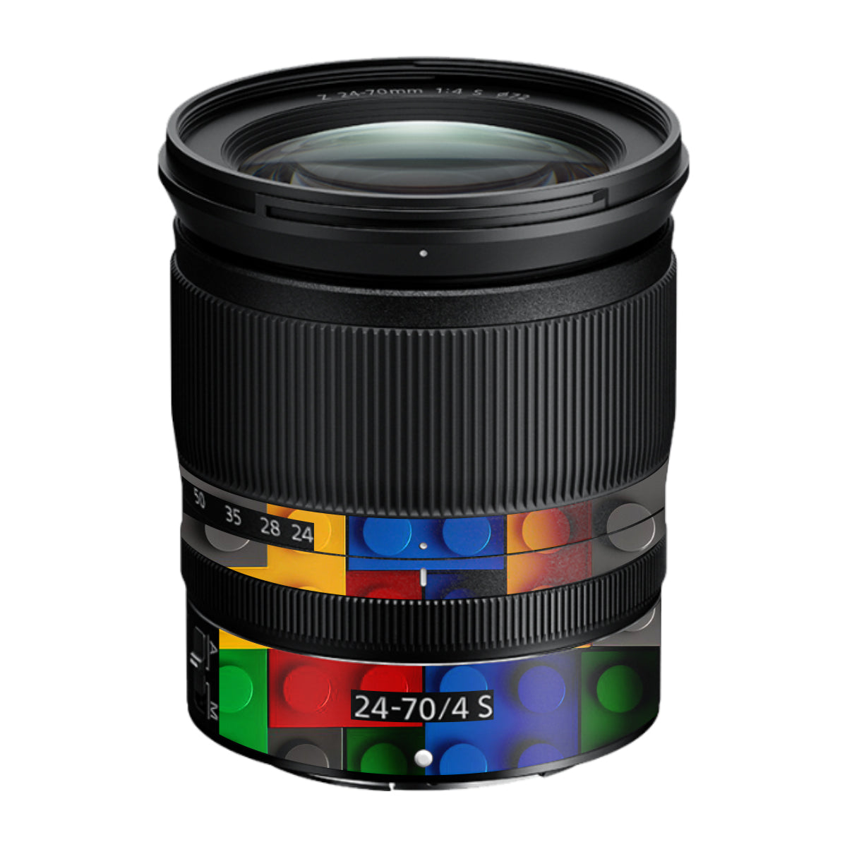 Colorful LEGO Brick Wall Pattern Nikon Nikkor Z 24-70mm F/4 S Camera Lens Skin