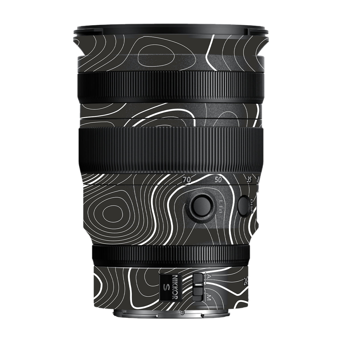 Grayscale Topographic Lines Nikon Nikkor Z 24-70MM F/2.8 S Camera Lens Skin