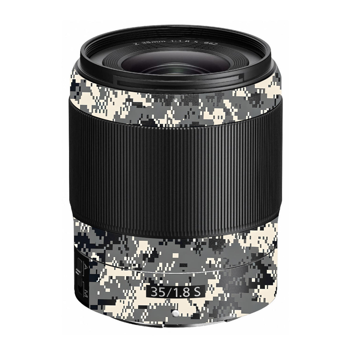 Grey Black Pixel Nikon Nikkor Z 35mm F/1.8 S Camera Lens Skin