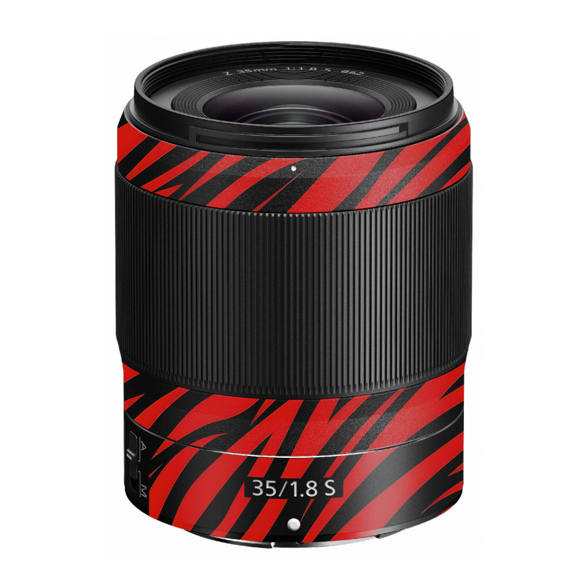 Red and Black Stripes Nikon Nikkor Z 35mm F/1.8 S Camera Lens Skin
