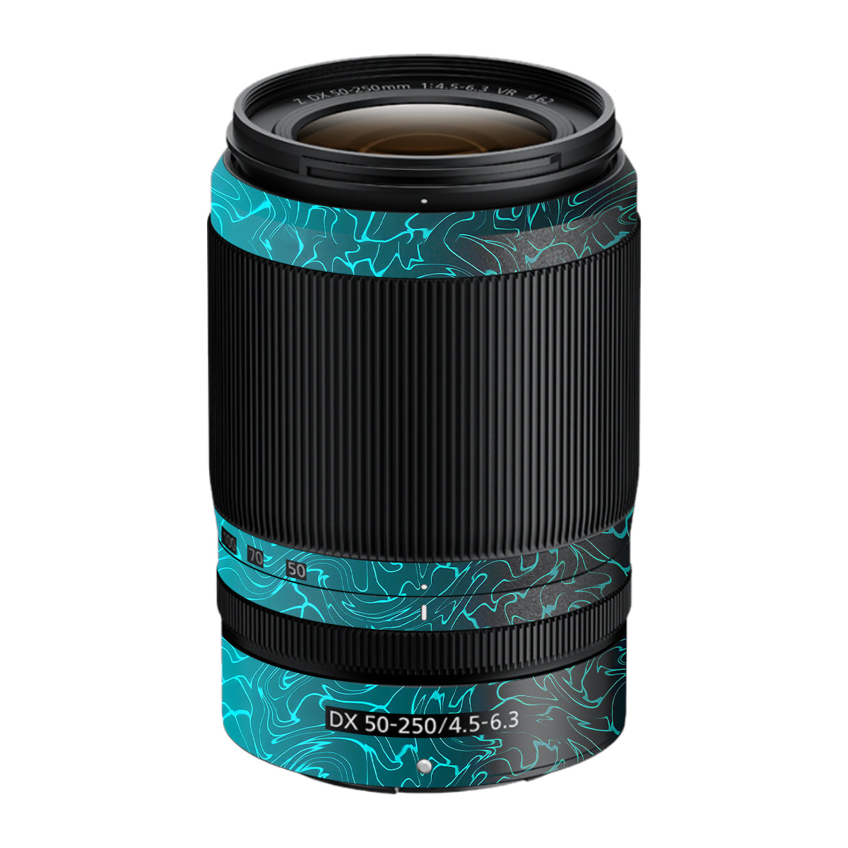 Cyan Blue to Black Gradient Nikon Nikkor Z DX 50-250mm F/4.5-6.3 VR Camera Lens Skin