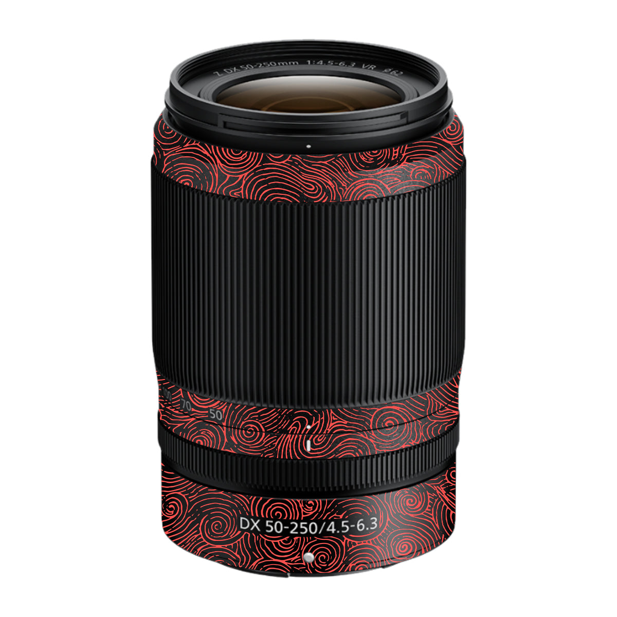 Red Spirals Nikon Nikkor Z DX 50-250mm F/4.5-6.3 VR Camera Lens Skin