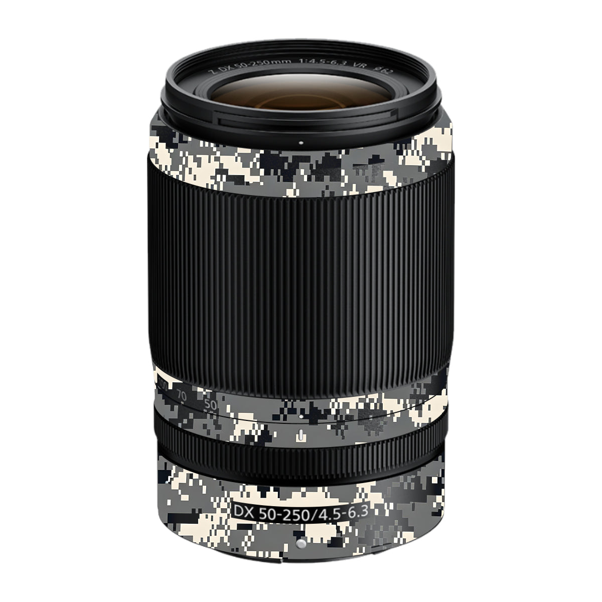 Grey Black Pixel Nikon Nikkor Z DX 50-250mm F/4.5-6.3 VR Camera Lens Skin