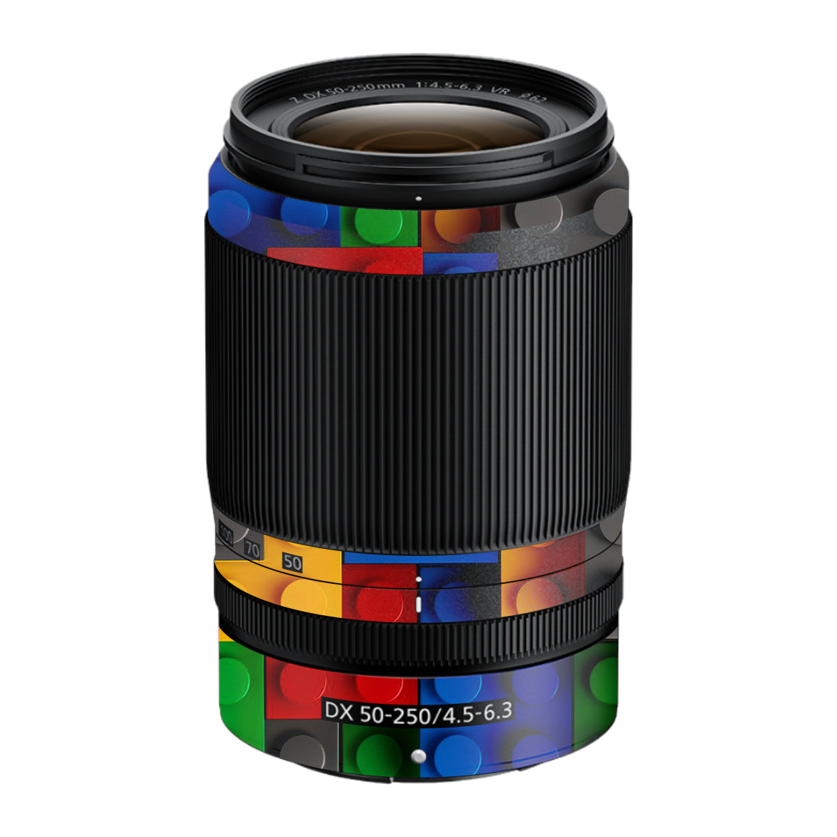 Colorful LEGO Brick Wall Pattern Nikon Nikkor Z DX 50-250mm F/4.5-6.3 VR Camera Lens Skin