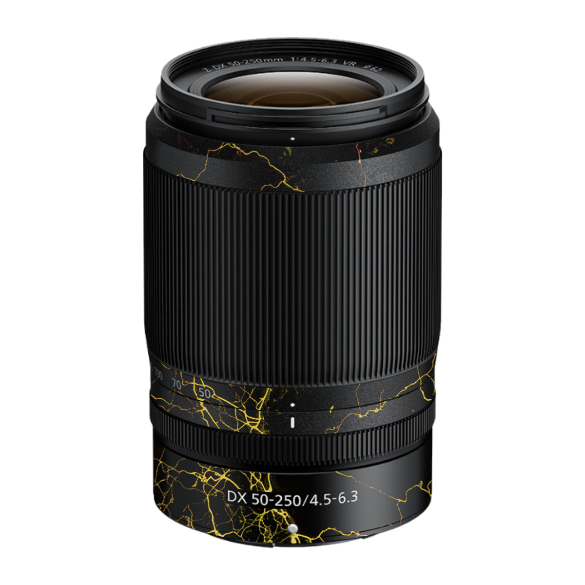 Electric Gold Veins Nikon Nikkor Z DX 50-250mm F/4.5-6.3 VR Camera Lens Skin