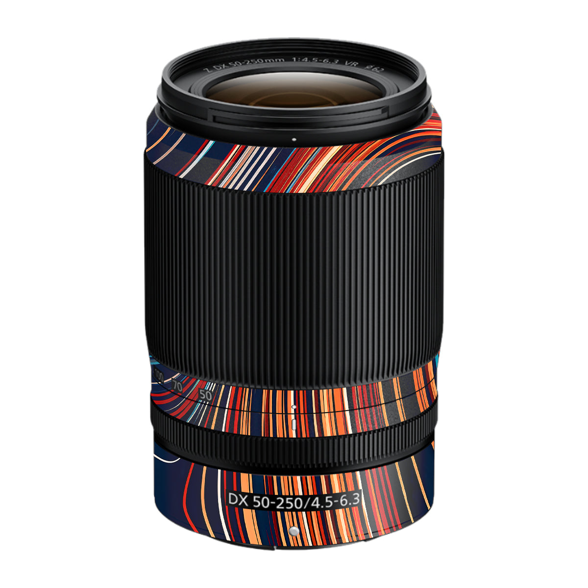 Retro Abstract Striped Swirl Nikon Nikkor Z DX 50-250mm F/4.5-6.3 VR Camera Lens Skin