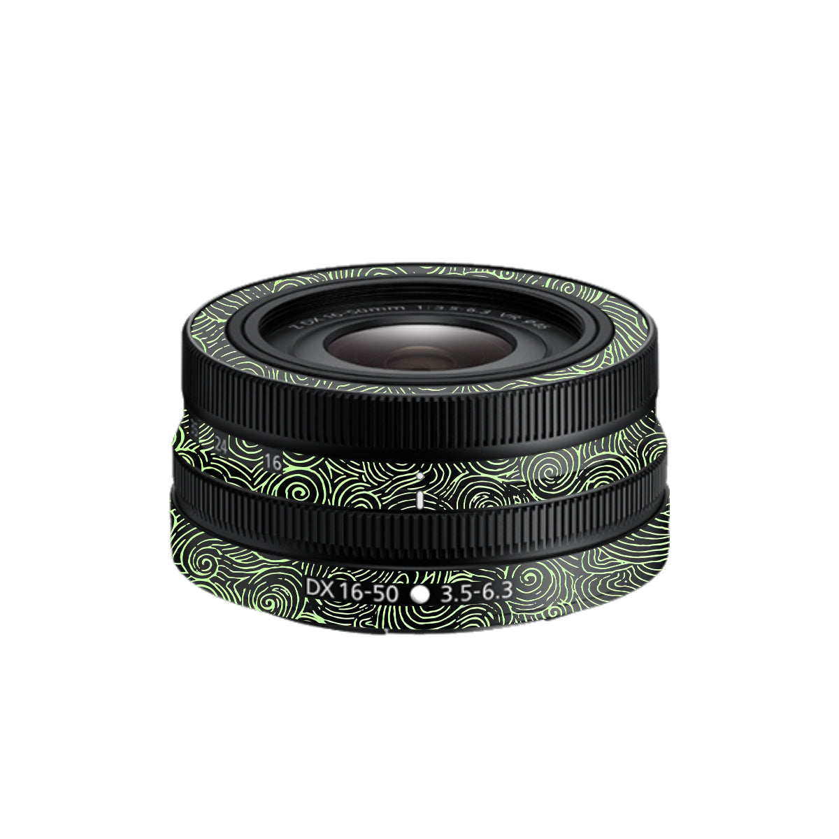 Green Spirals Nikon Nikkor Z DX 16-50mm F/3.5-6.3 VR Camera Lens Skin