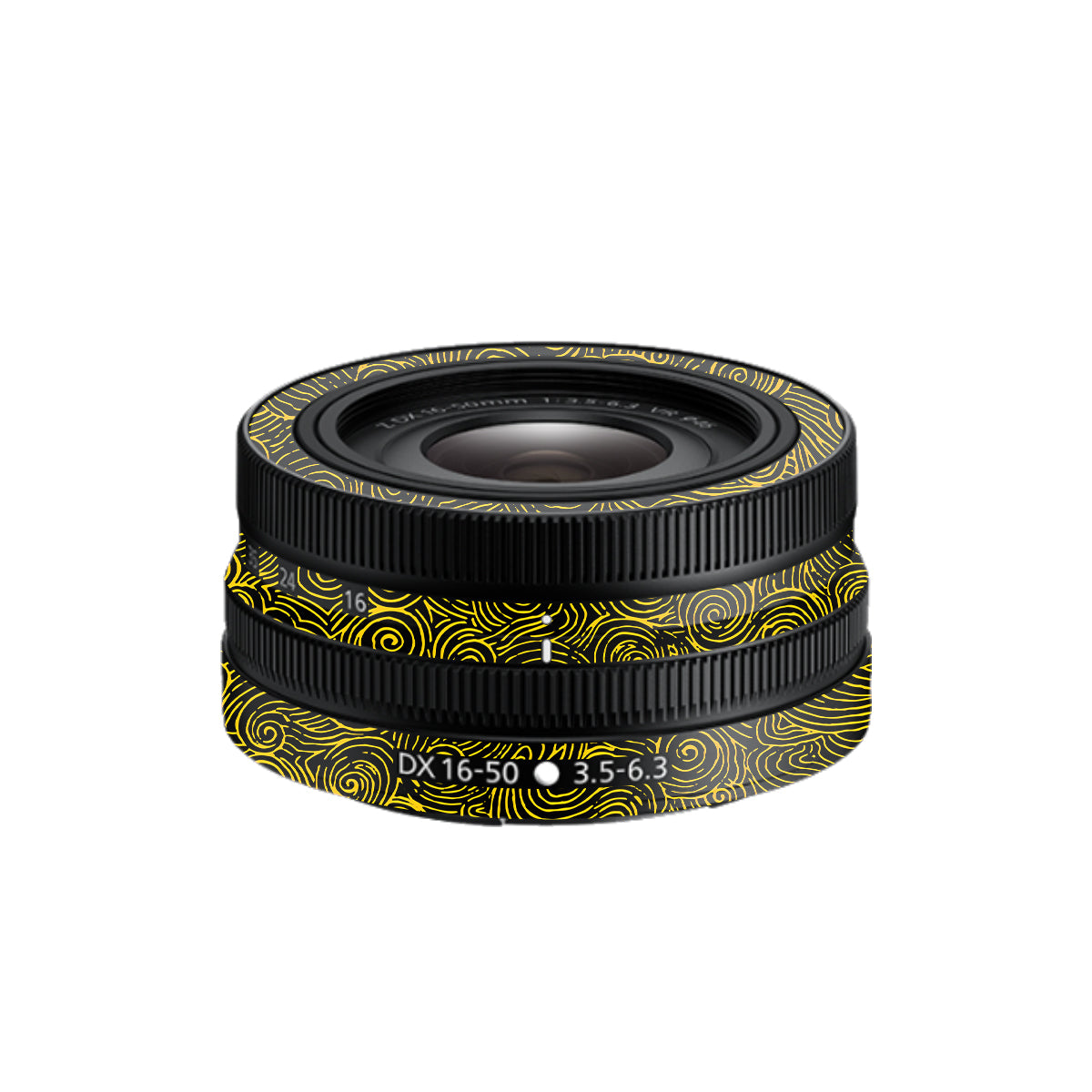 Yellow Spirals Nikon Nikkor Z DX 16-50mm F/3.5-6.3 VR Camera Lens Skin
