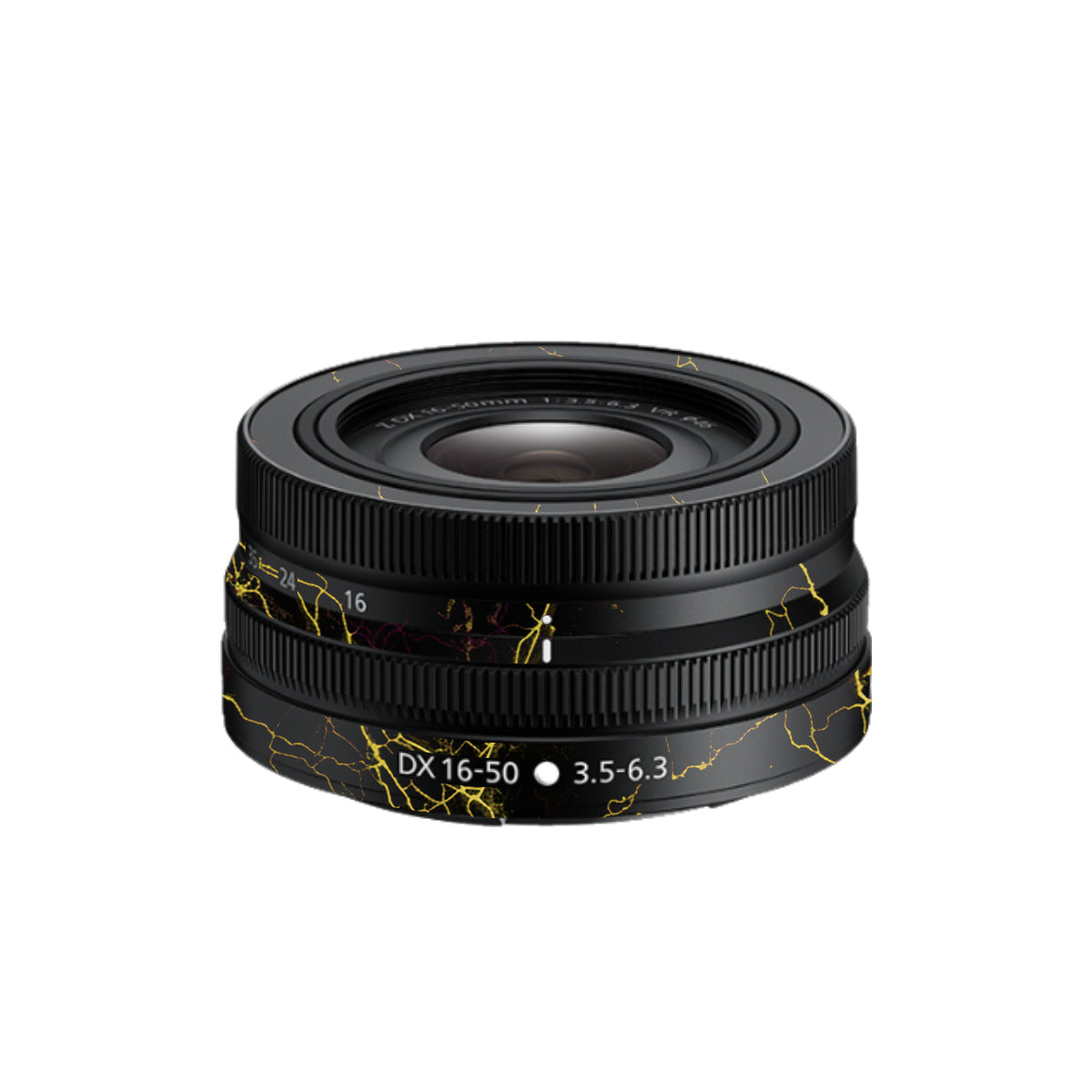 Electric Gold Veins Nikon Nikkor Z DX 16-50mm F/3.5-6.3 VR Camera Lens Skin