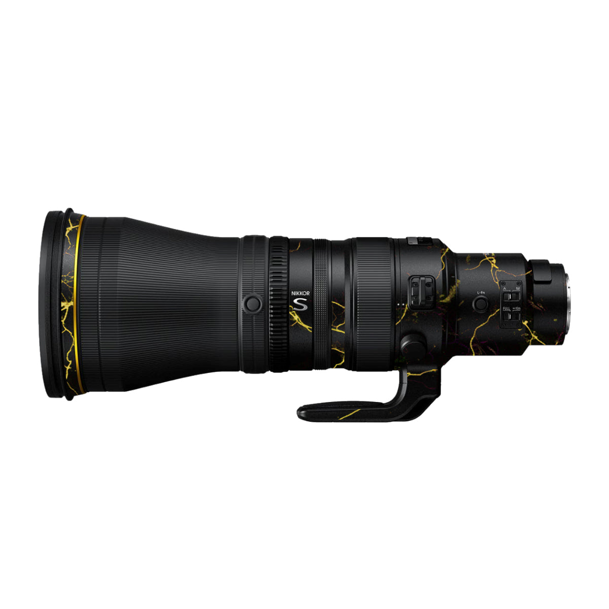 Electric Gold Veins Nikon Nikkor Z 600mm F/4 TC VR S Camera Lens Skin