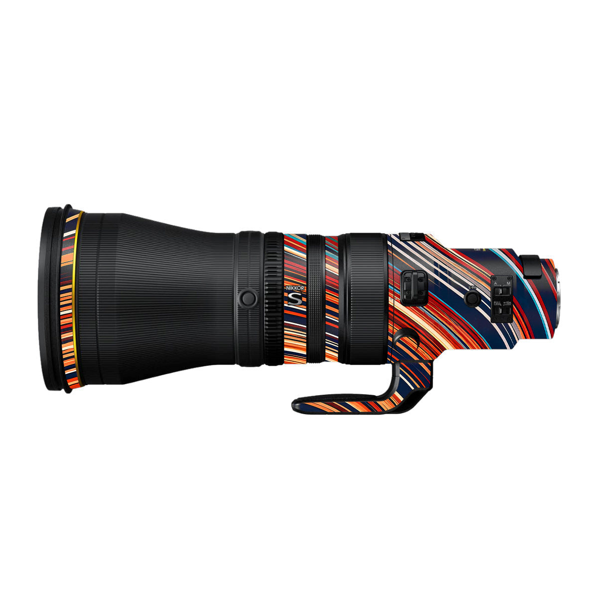 Retro Abstract Striped Swirl Nikon Nikkor Z 600mm F/4 TC VR S Camera Lens Skin