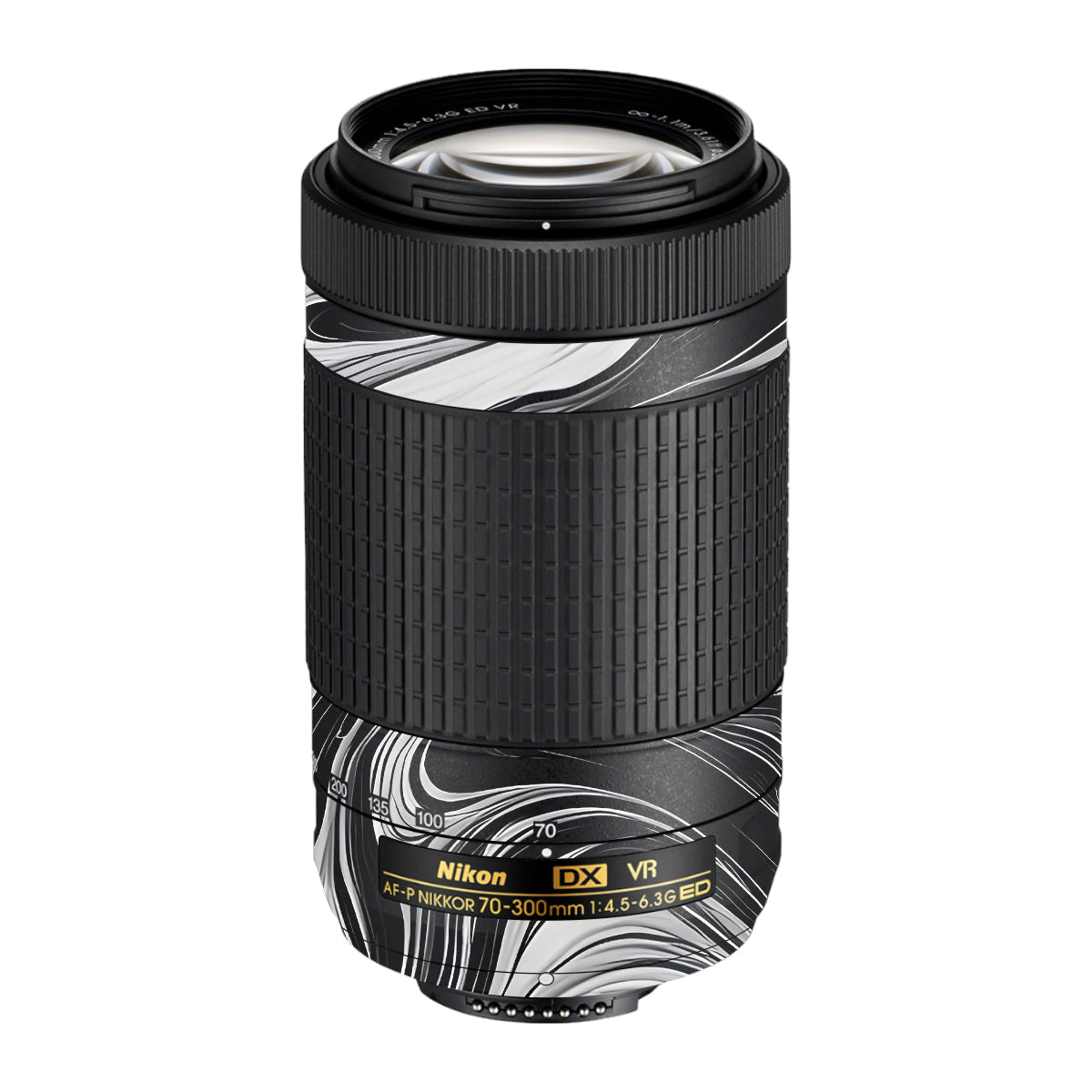 Black and White Marble Nikon AF-P Nikkor 70-300mm F/4.5-6.3G ED VR Camera Lens Skin