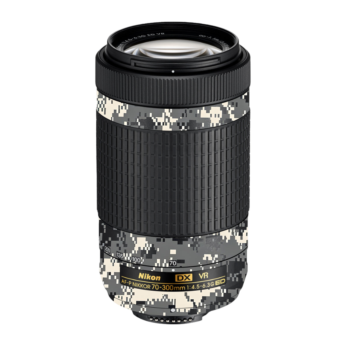 Grey Black Pixel Nikon AF-P Nikkor 70-300mm F/4.5-6.3G ED VR Camera Lens Skin