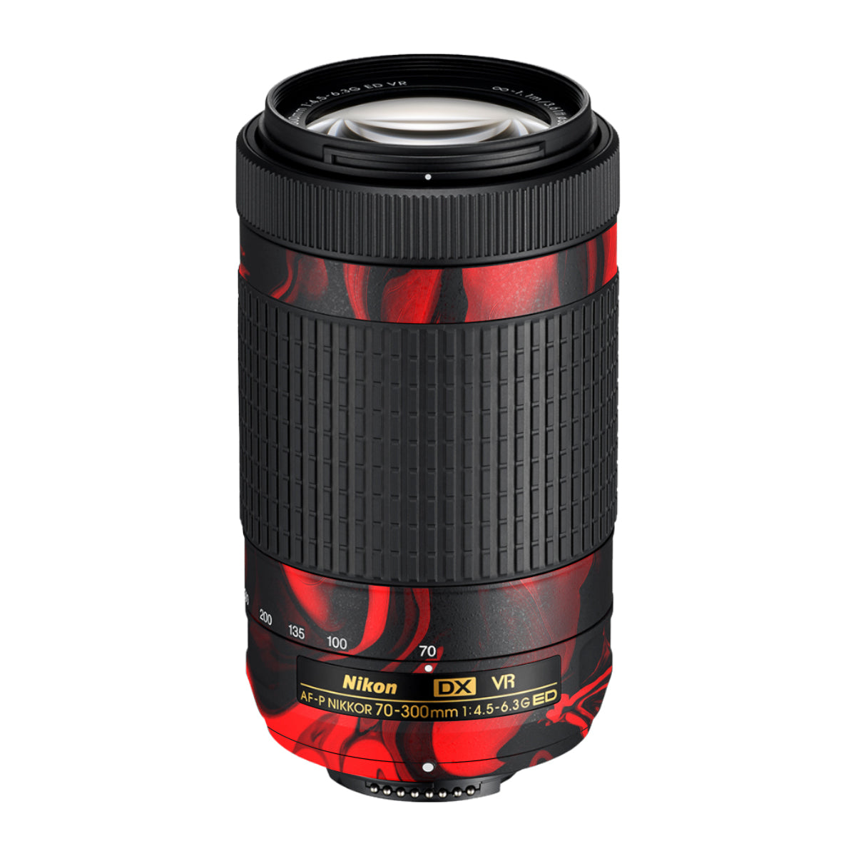 Red Lava Flow Nikon AF-P Nikkor 70-300mm F/4.5-6.3G ED VR Camera Lens Skin