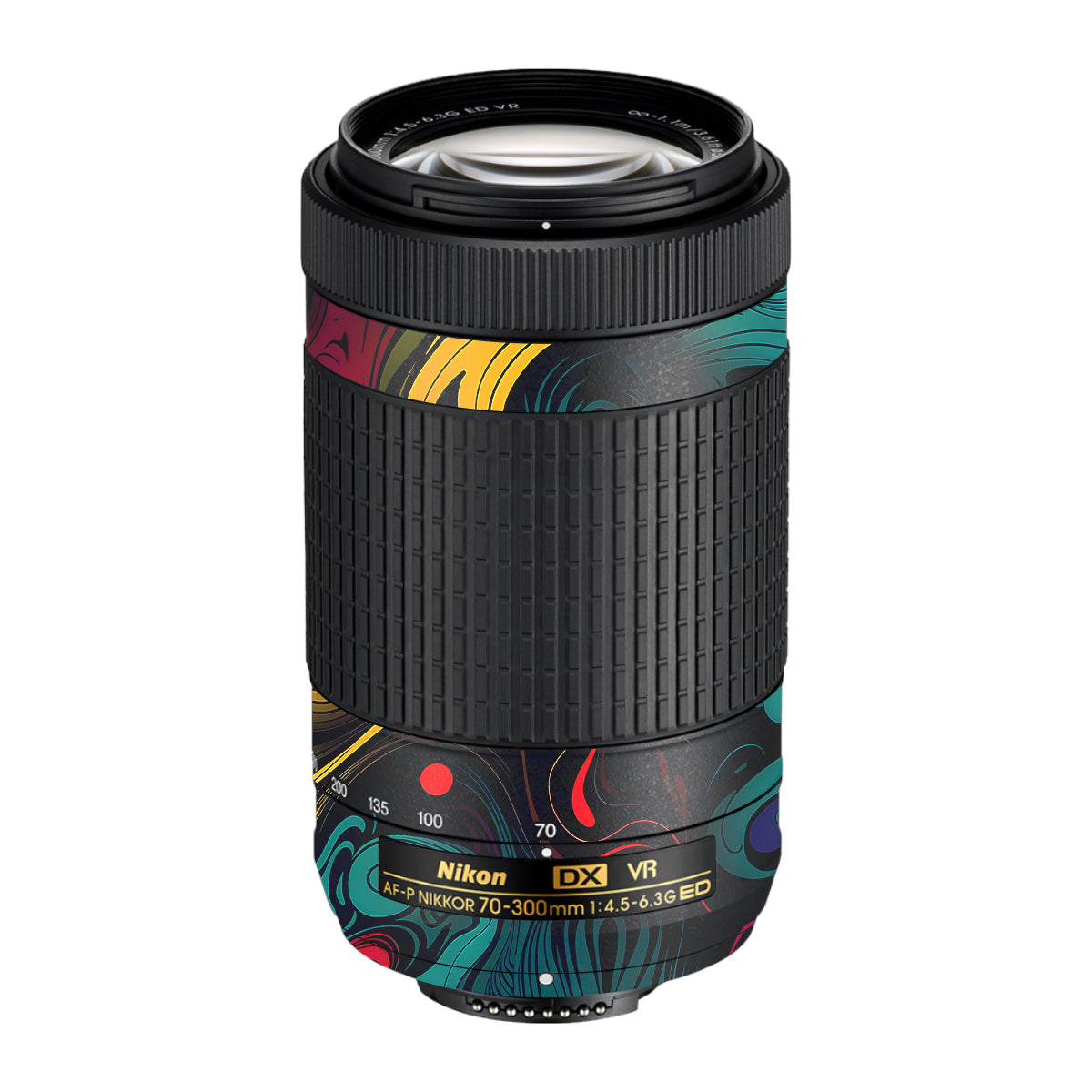 Psychedelic Color Swirl Nikon AF-P Nikkor 70-300mm F/4.5-6.3G ED VR Camera Lens Skin