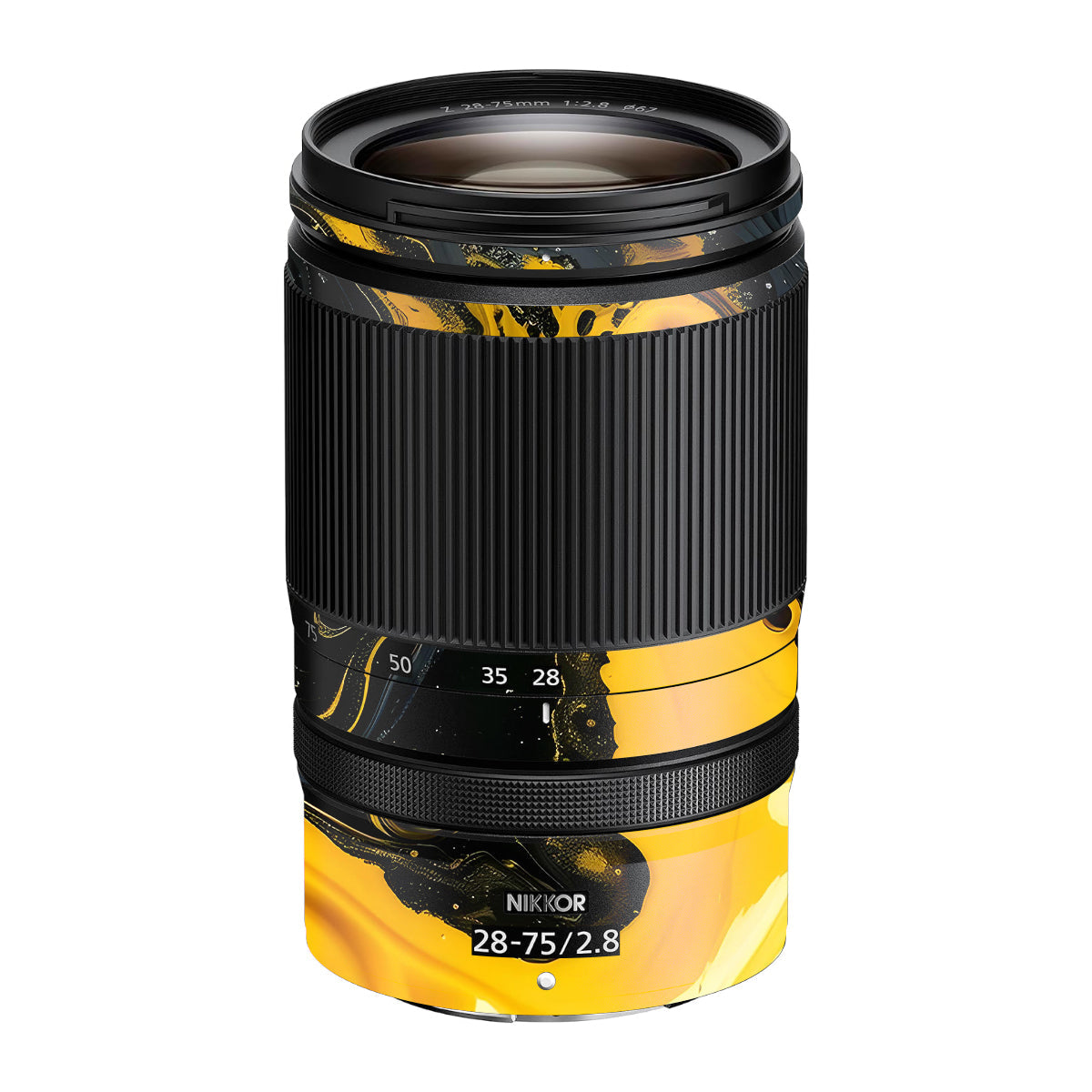 Yellow and Black Paint Swirls Nikon Nikkor Z 28-75mm F/2.8 Camera Lens Skin