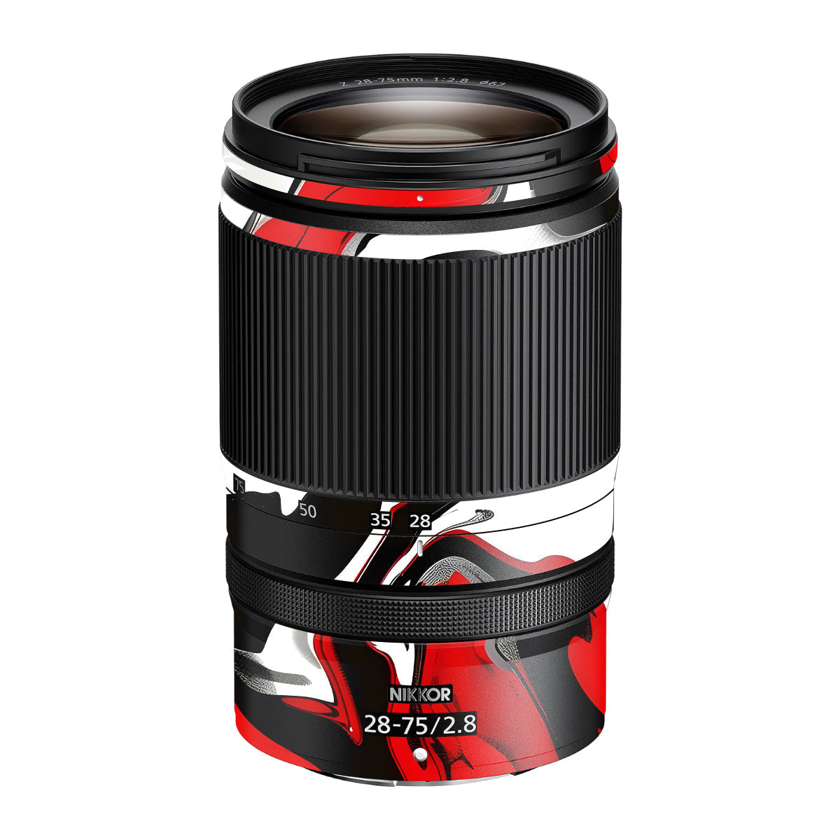 Scarlet and White Motion Nikon Nikkor Z 28-75mm F/2.8 Camera Lens Skin