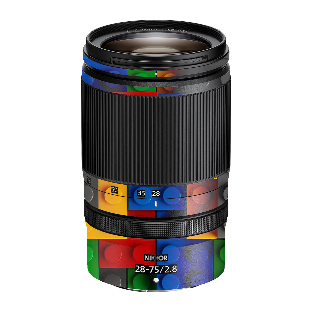 Colorful LEGO Brick Wall Pattern Nikon Nikkor Z 28-75mm F/2.8 Camera Lens Skin