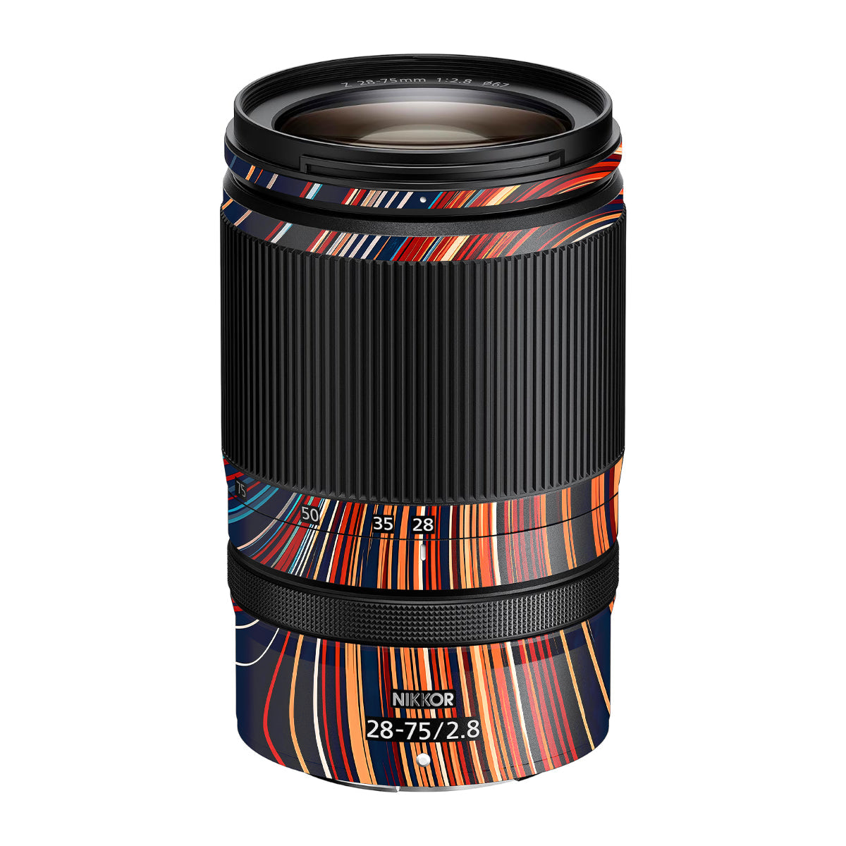 Retro Abstract Striped Swirl Nikon Nikkor Z 28-75mm F/2.8 Camera Lens Skin