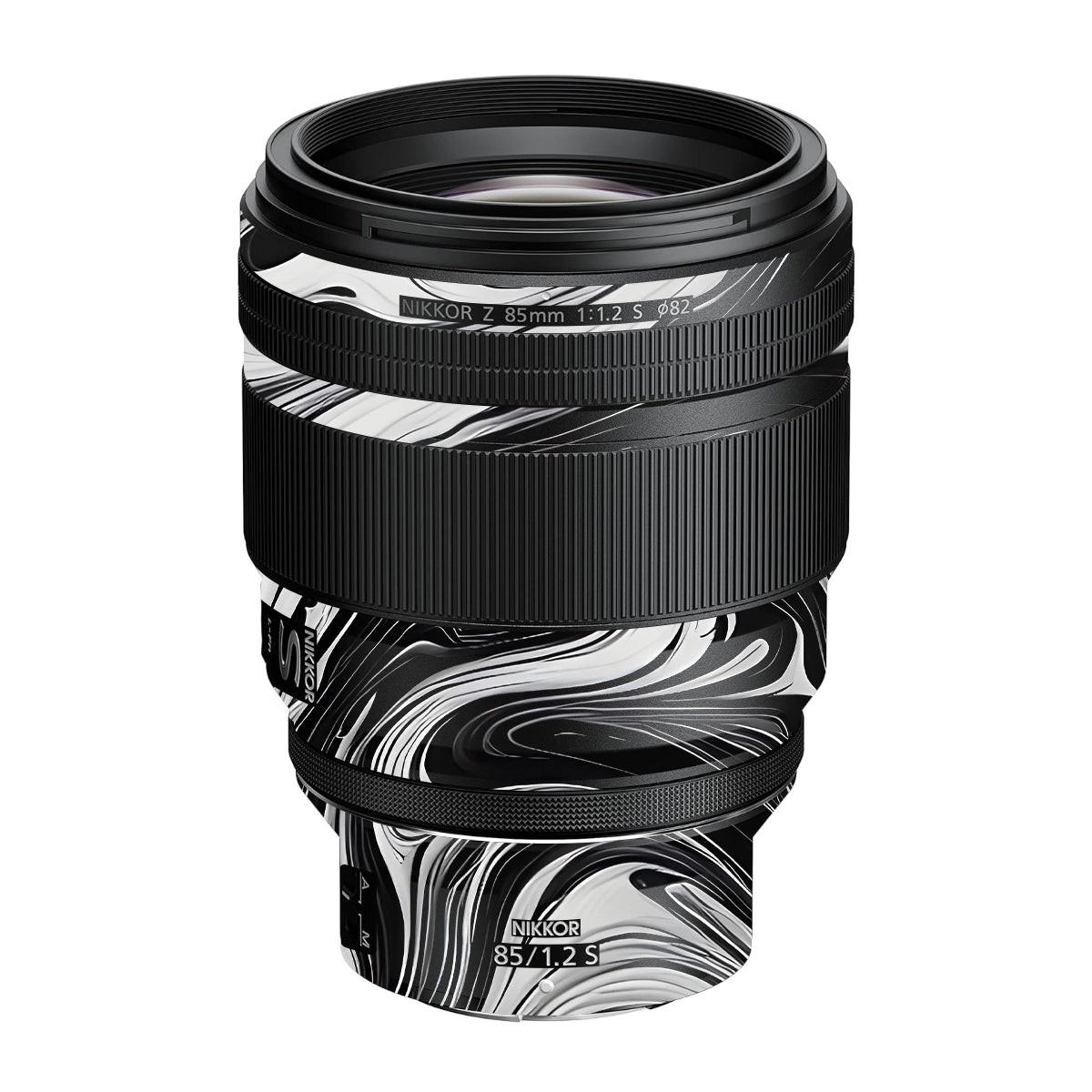 Black and White Marble Nikon Nikkor Z 85mm F/1.2 S Camera Lens Skin