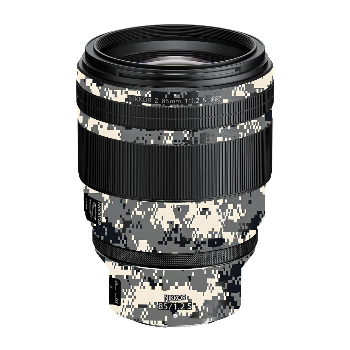 Grey Black Pixel Nikon Nikkor Z 85mm F/1.2 S Camera Lens Skin