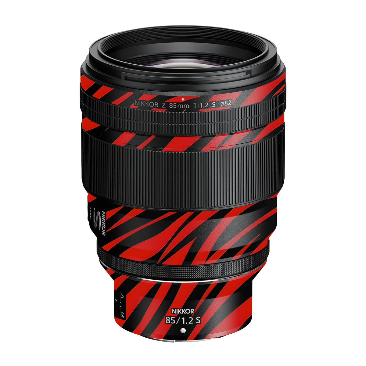 Red and Black Stripes Nikon Nikkor Z 85mm F/1.2 S Camera Lens Skin