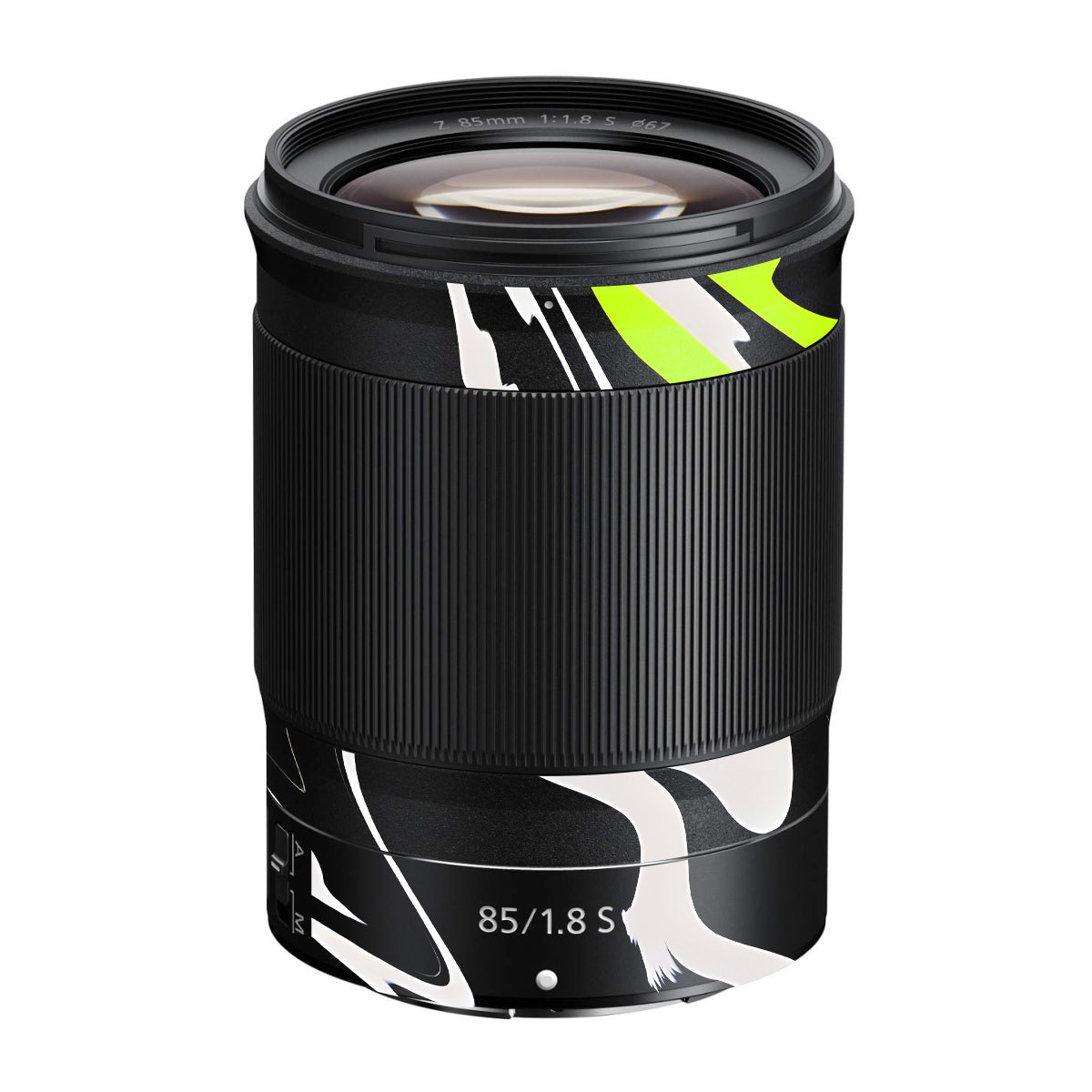 Neon Green and Black Pattern Nikon Nikkor Z 85mm F/1.8 S Camera Lens Skin