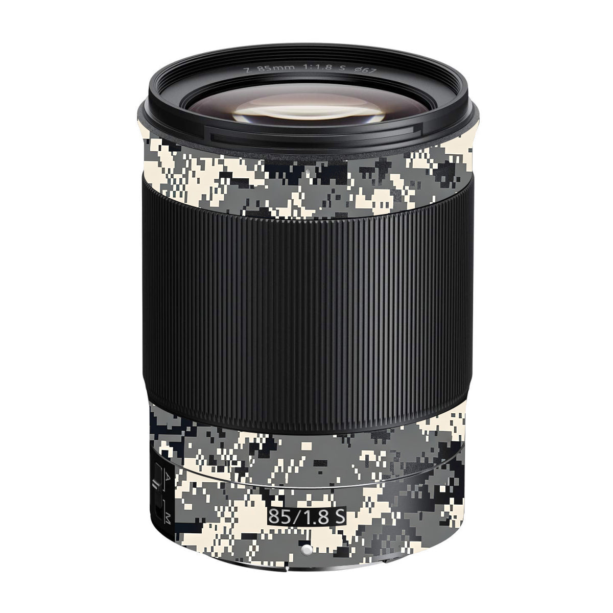 Grey Black Pixel Nikon Nikkor Z 85mm F/1.8 S Camera Lens Skin
