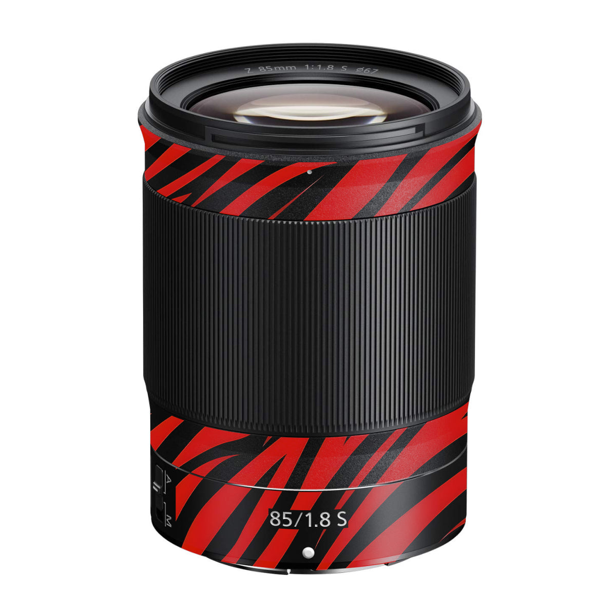 Red and Black Stripes Nikon Nikkor Z 85mm F/1.8 S Camera Lens Skin