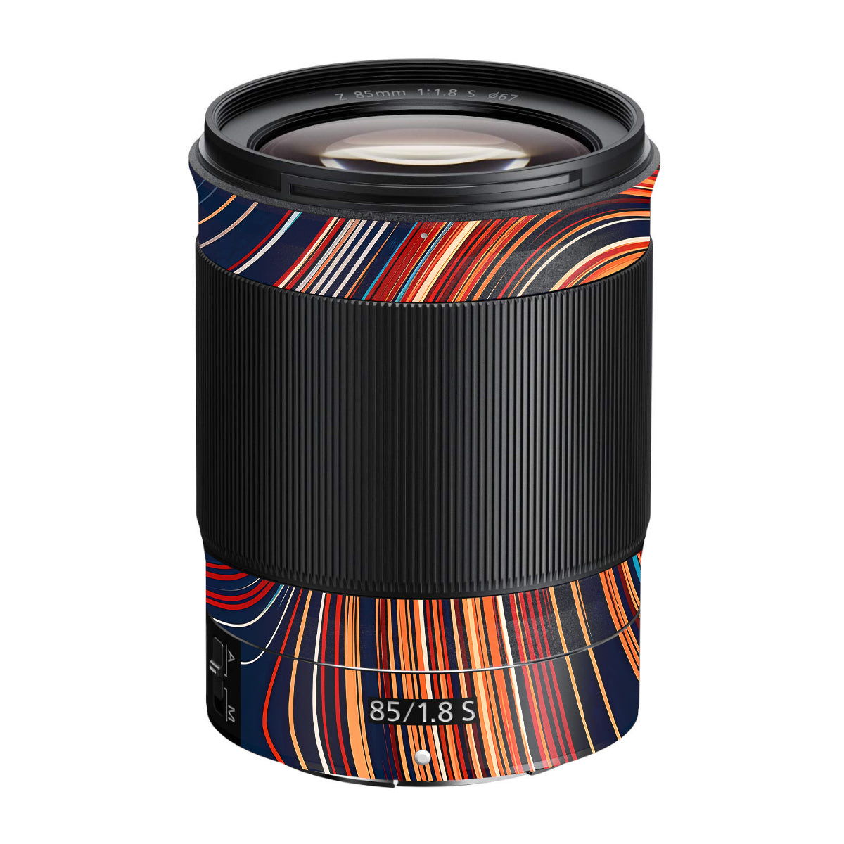 Retro Abstract Striped Swirl Nikon Nikkor Z 85mm F/1.8 S Camera Lens Skin