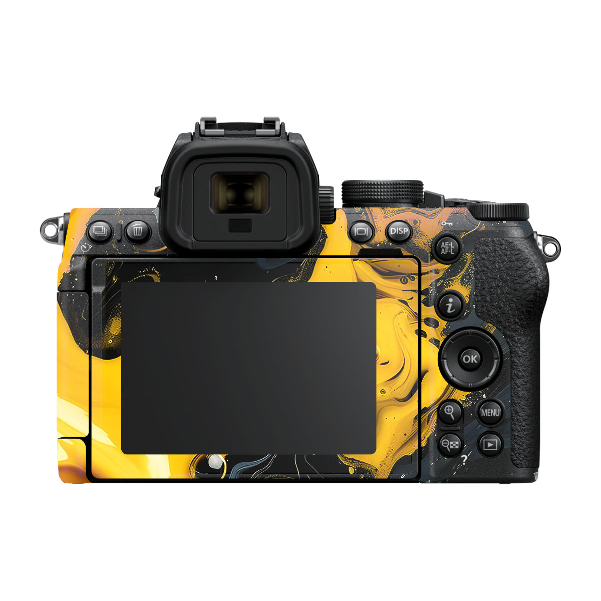 Yellow and Black Paint Swirls Nikon Z50 II Camera Skin