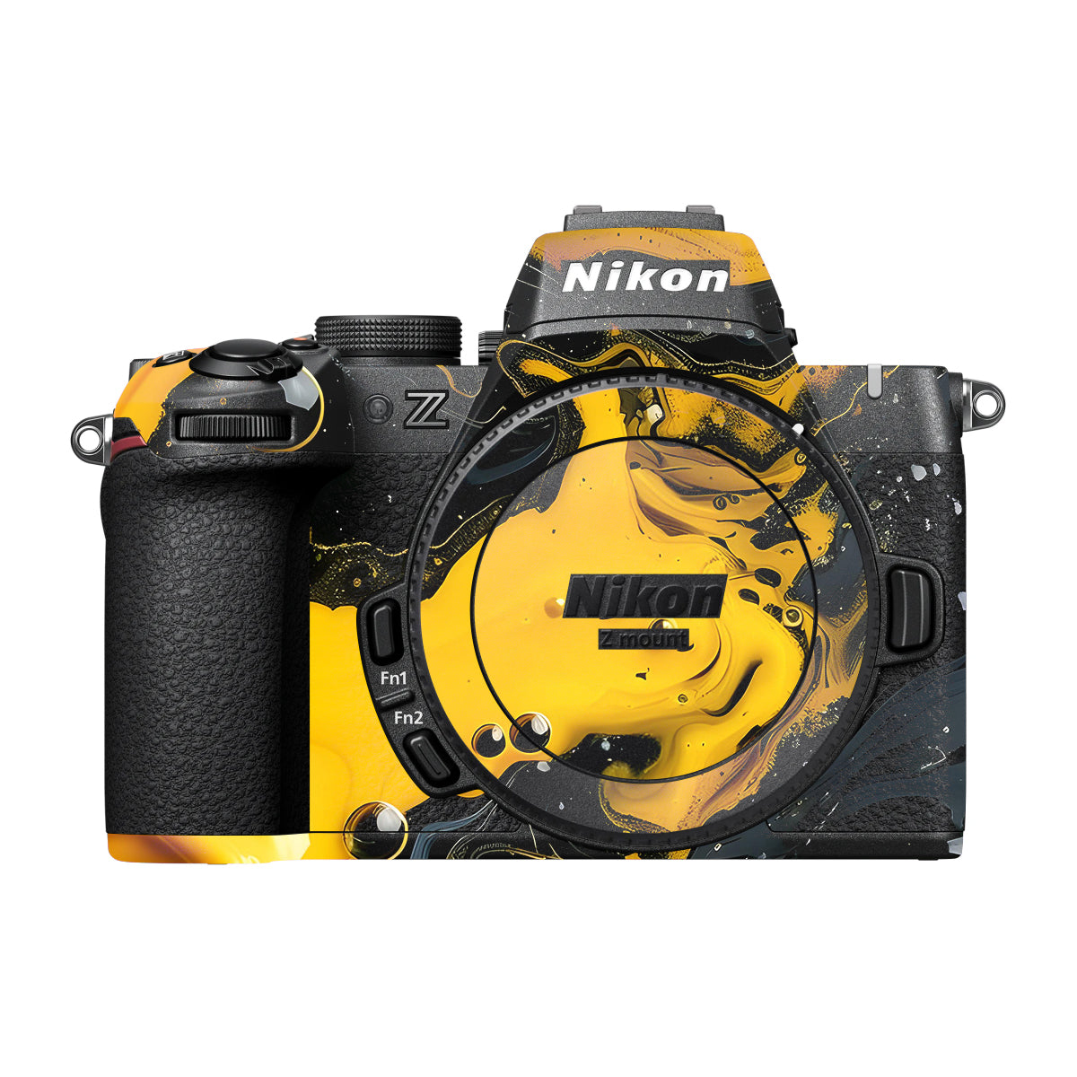 Yellow and Black Paint Swirls Nikon Z50 II Camera Skin
