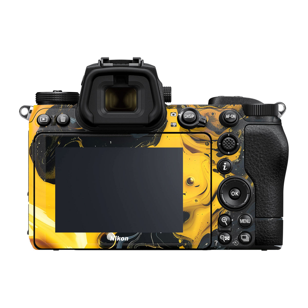 Yellow and Black Paint Swirls Nikon Z7 Camera Skin