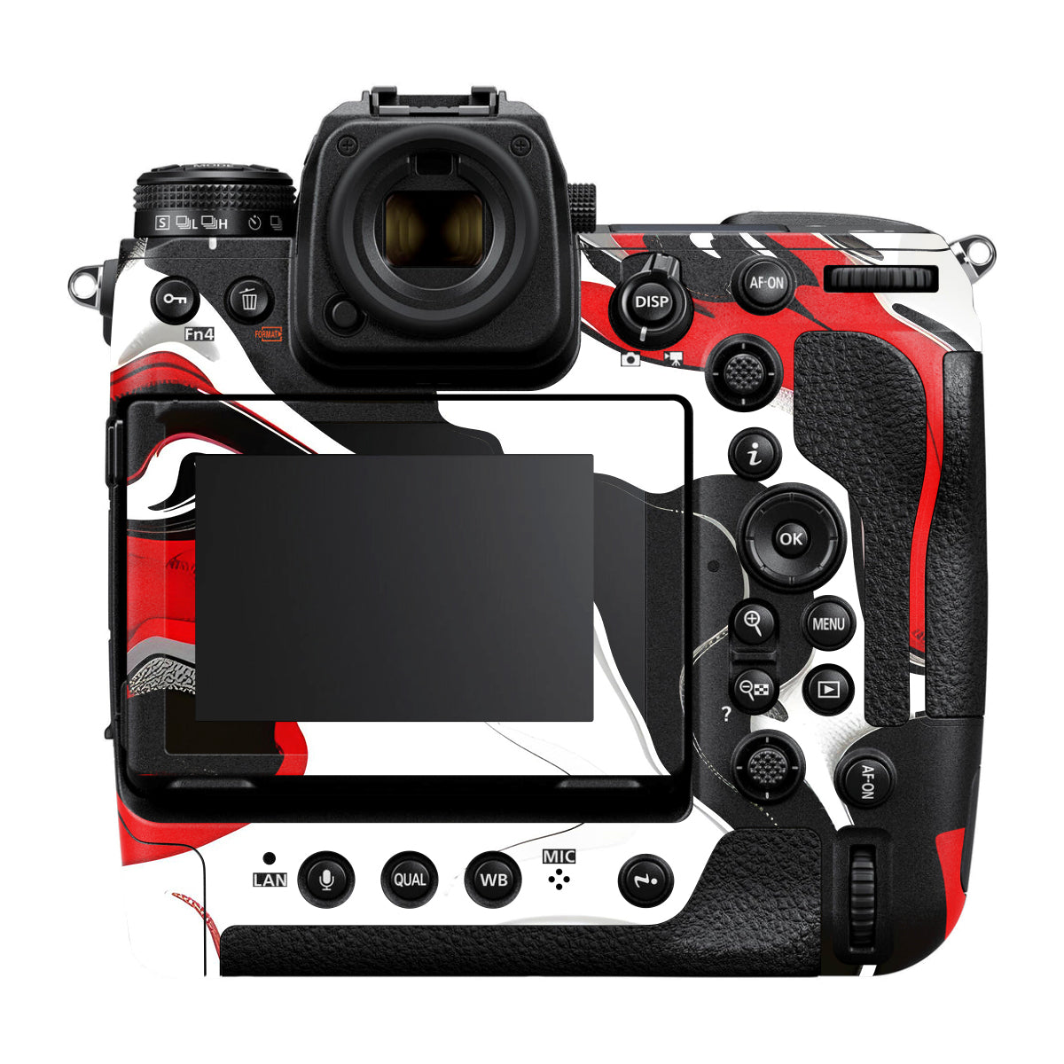 Scarlet and White Motion Nikon Z9 Camera Skin