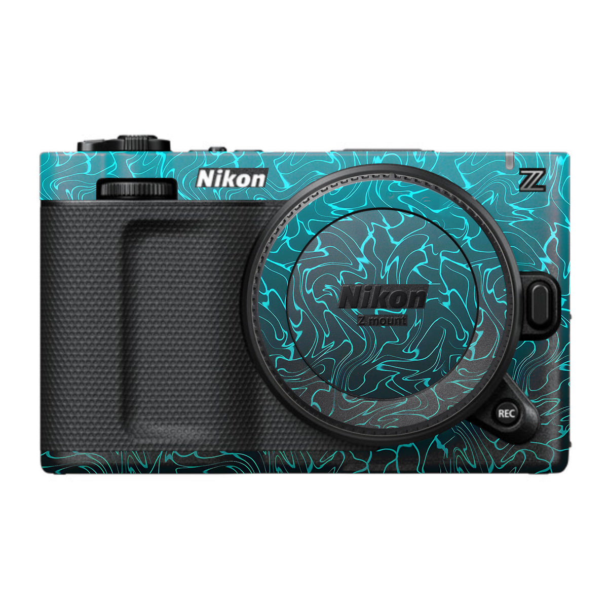 Cyan Blue to Black Gradient Nikon ZR Camera Skin