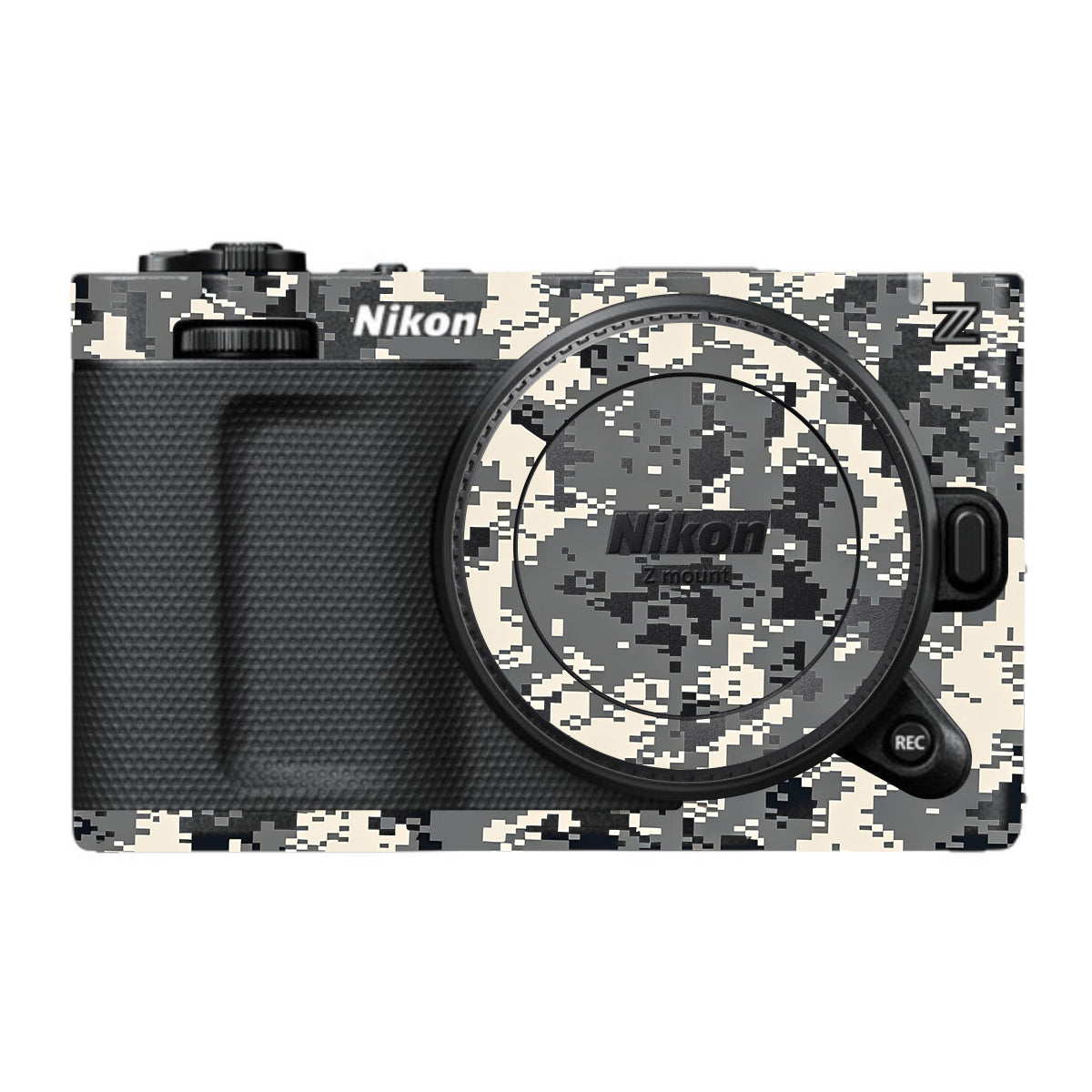 Grey Black Pixel Nikon ZR Camera Skin