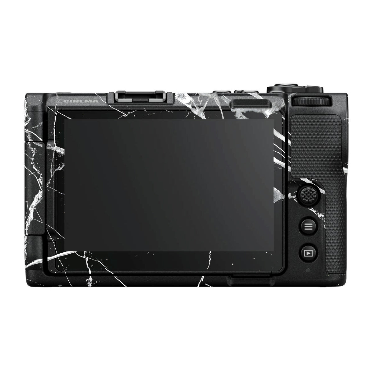 White Veins on Black Nikon ZR Camera Skin